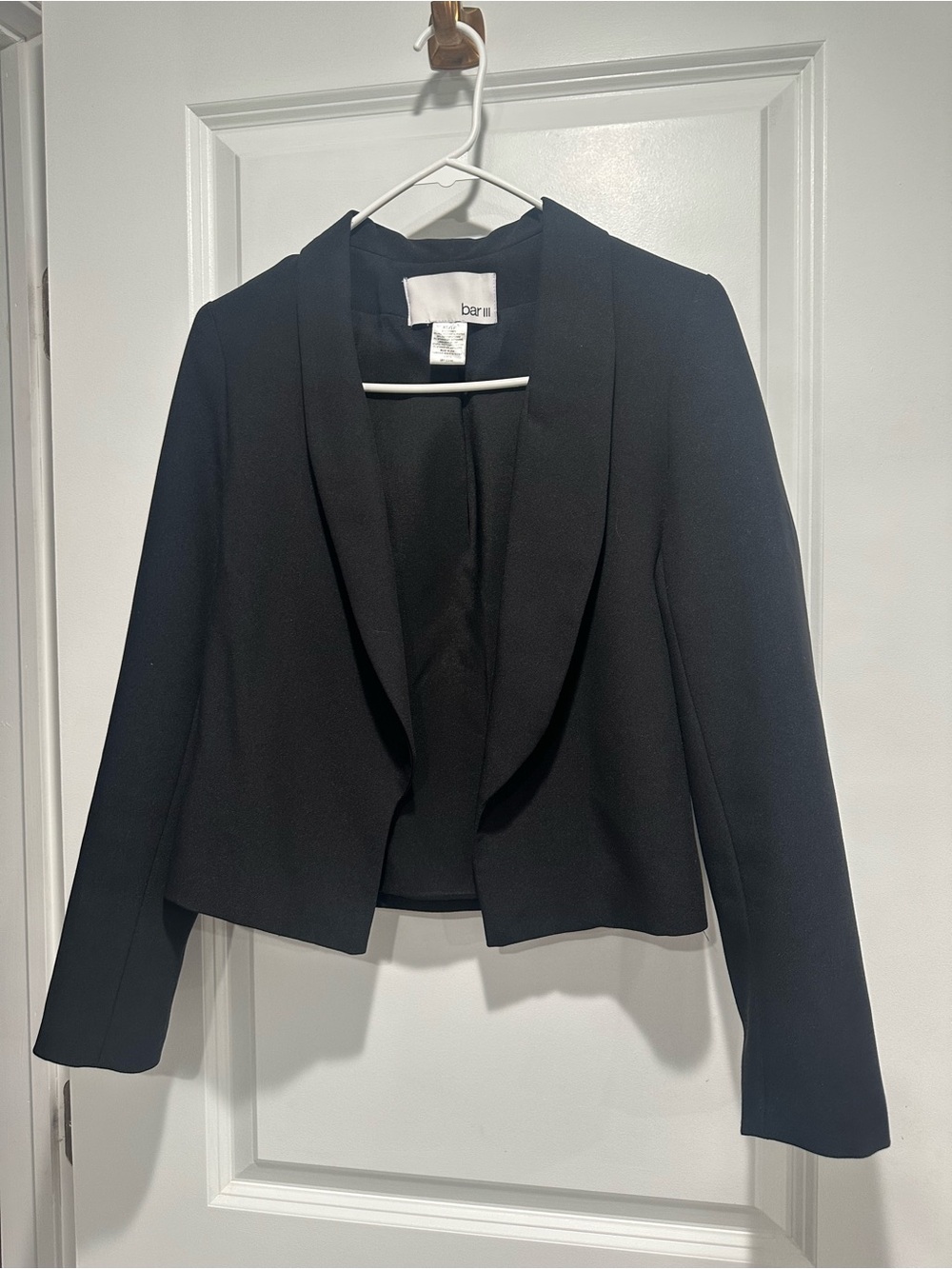 Bar III Black Cropped Draped-Front Blazer